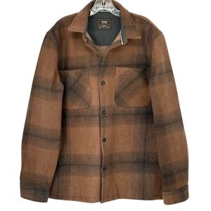 Nomad Craft + Flow Cooked Shacket Navy Tan Plaid Fleece Jacket Large